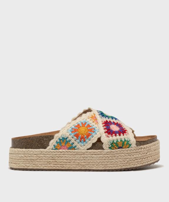 Mules ouvertes en textile à semelle plateforme femme vue1 - 5 MILES - GEMO