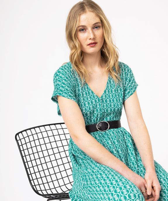 Robe longue taille empire en maille froissée extensible femme vue1 - GEMO 4G FEMME - GEMO