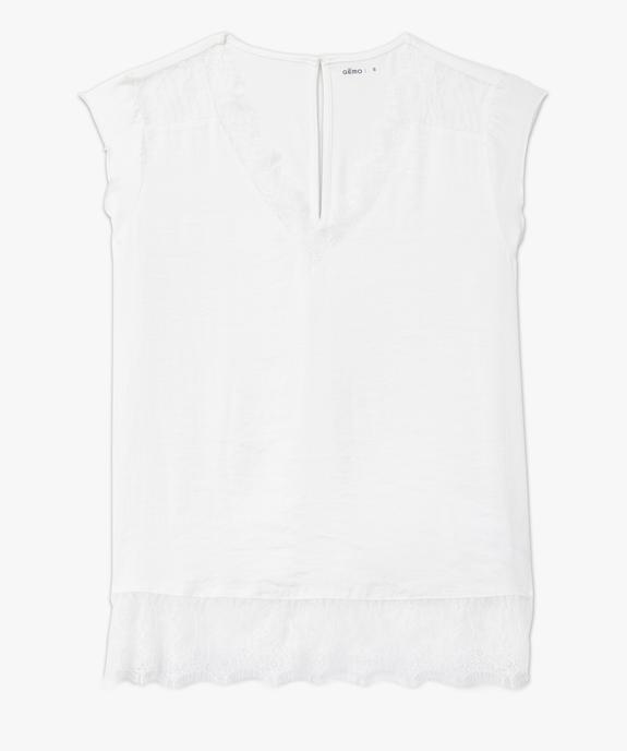 Tee-shirt sans manches multimatière à dentelle femme vue5 - GEMO 4G FEMME - GEMO