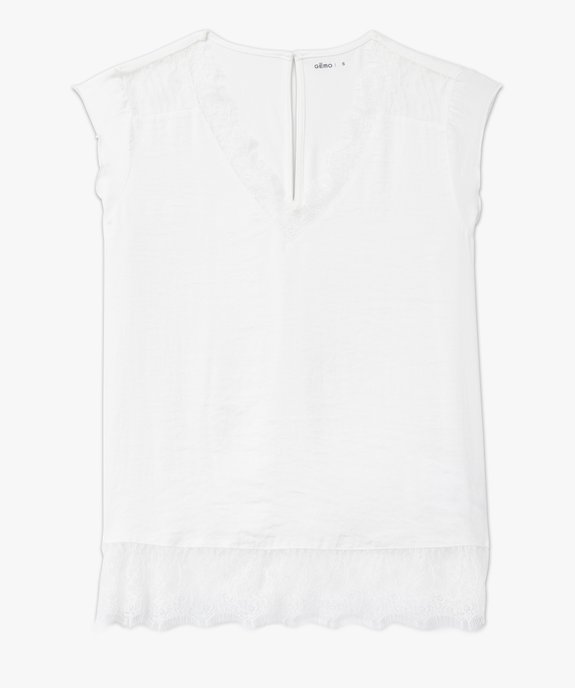 Tee-shirt sans manches multimatière à dentelle femme vue5 - GEMO 4G FEMME - GEMO