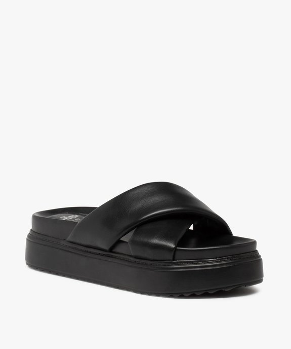 Mules femme plateforme à larges brides rembourrées vue2 - GEMO (CASUAL) - GEMO