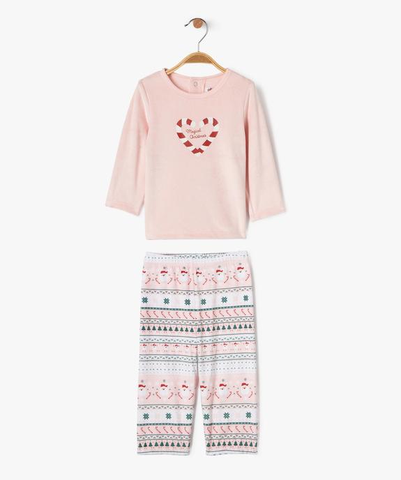 Pyjama de Noël en velours 2 pièces bébé fille vue2 - GEMO(BB COUCHE) - GEMO