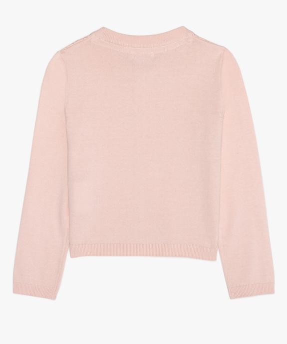 Gilet fille avec devant ajouré en coton biologique vue2 - GEMO 4G FILLE - GEMO