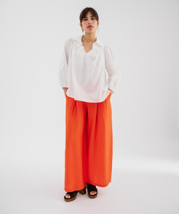 Blouse manches 3/4 en toile de coton unie femme vue2 - GEMO(FEMME PAP) - GEMO