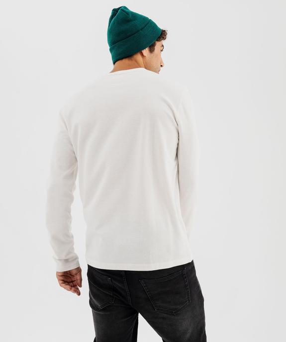 Tee-shirt manches longues en coton piqué avec col tunisien homme vue3 - GEMO 4G HOMME - GEMO