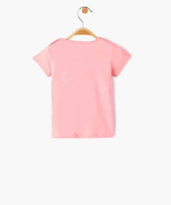 Tee-shirt bébé fille avec manches courtes et message pailleté vue3 - GEMO(BEBE DEBT) - GEMO