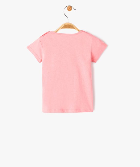Tee-shirt bébé fille avec manches courtes et message pailleté vue3 - GEMO(BEBE DEBT) - GEMO