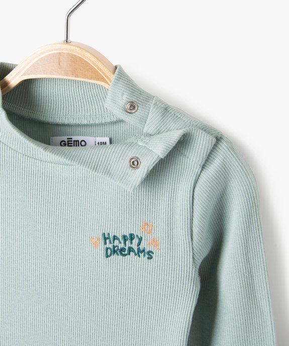 Tee-shirt à manches longues en maille côtelée bébé fille vue2 - GEMO(BEBE DEBT) - GEMO