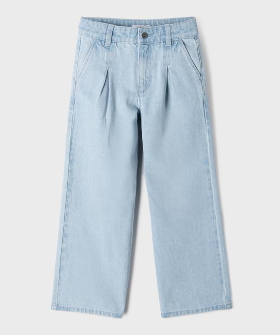 Jean wide leg à pinces avec taille ajustable fille vue1 - GEMO (ENFANT) - GEMO