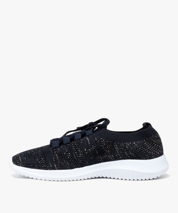 Baskets femme unies en mesh ajouré avec col et lacets élastiques vue3 - GEMO 4G FEMME - GEMO