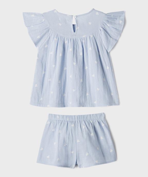 Pyjashort en gaze de coton à manches volantées fille - LuluCastagnette vue3 - LULUCASTAGNETTE - GEMO