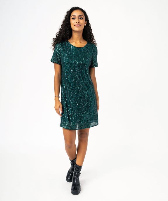 Robe de soirée à manches courtes avec sequins femme vue2 - GEMO(FEMME PAP) - GEMO