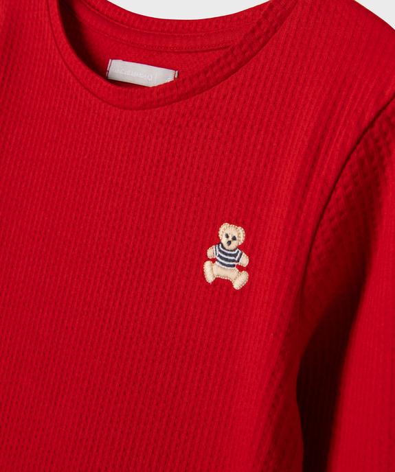 Tee-shirt manches longues en maille gaufrée fille - LuluCastagnette vue2 - LULU CASTAGNETTE GEMO FOR GOOD - GEMO