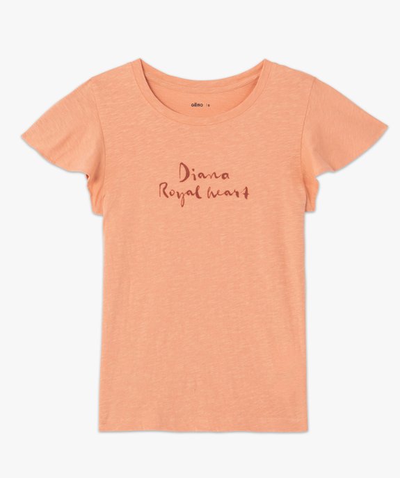 Tee-shirt femme à manches volantées avec message vue4 - GEMO(FEMME PAP) - GEMO