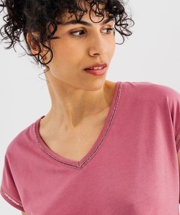 Tee-shirt à manches courtes avec finitions scintillantes femme vue2 - GEMO 4G FEMME - GEMO