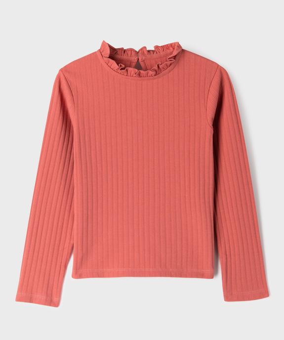 Tee-shirt manches longues avec col rond froncé fille vue1 - GEMO 4G FILLE - GEMO