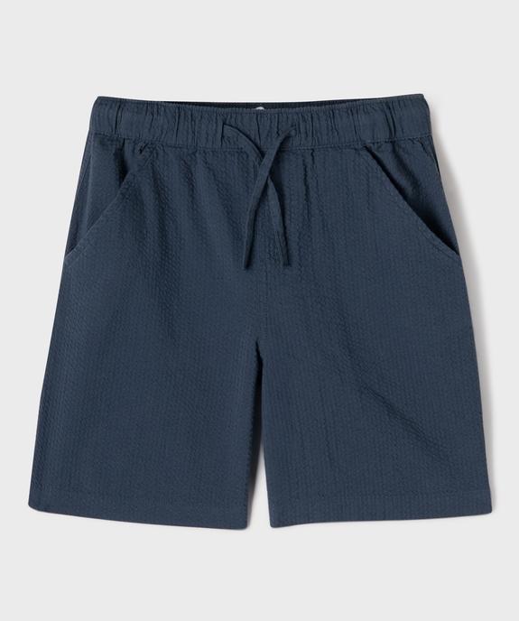 Bermuda en coton texturé à taille élastiquée garçon vue1 - GEMO (ENFANT) - GEMO