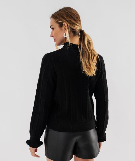 Pull en maille ajourée avec finitions froncées femme vue3 - GEMO(FEMME PAP) - GEMO