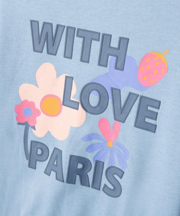 Sweat blousant en molleton doux imprimé fille vue2 - GEMO 4G FILLE - GEMO