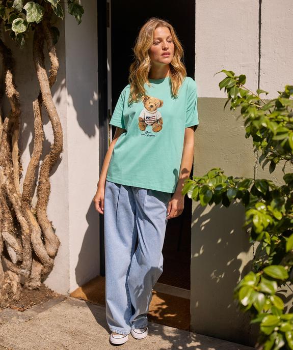 Tee-shirt manches courtes coupe oversize femme - LuluCastagnette vue1 - LULU CASTAGNETTE GEMO FOR GOOD - GEMO