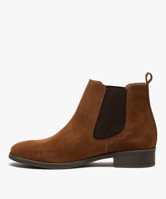 Boots femme à talon plat unis en cuir style Chelsea vue3 - VALENTINA BALDA - GEMO