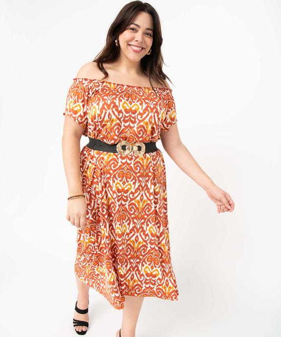 Robe femme grande taille en maille extensible et col smocké vue1 - GEMO (G TAILLE) - GEMO