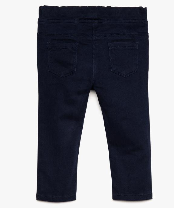 Pantalon bébé fille avec taille élastique réglable et petit nœud en coton bio vue2 - GEMO 4G BEBE - GEMO