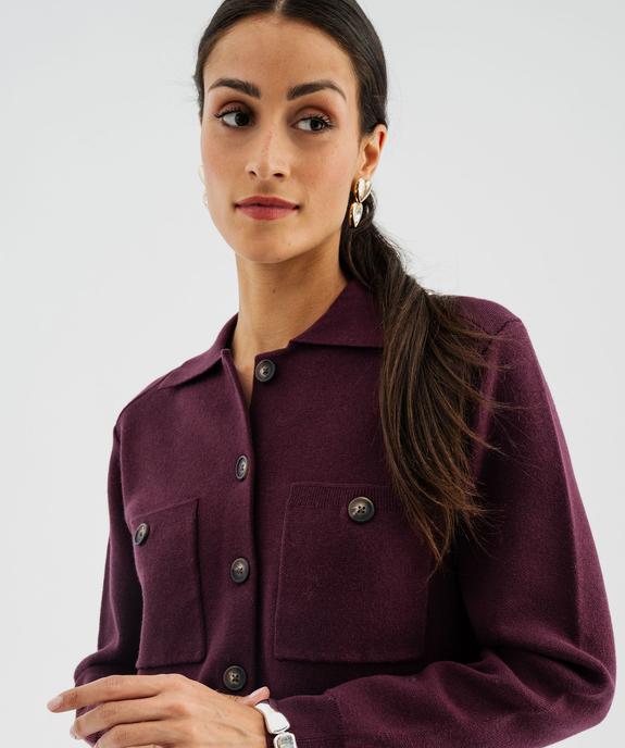 Cardigan à col polo avec poches poitrine femme vue2 - GEMO 4G FEMME - GEMO