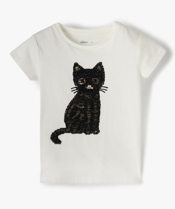 Tee-shirt fille avec motifs en sequins brodés vue2 - GEMO (ENFANT) - GEMO
