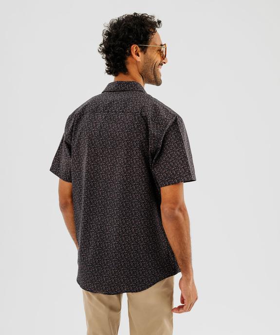 Chemise à manches courtes à micro motif feuillage homme vue3 - GEMO (HOMME) - GEMO