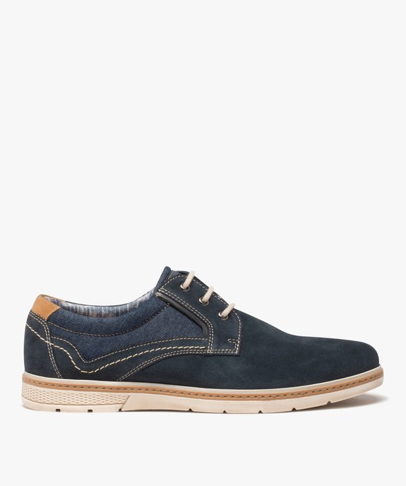 Derbies homme dessus cuir et denim - Tanéo vue1 - TANEO - GEMO