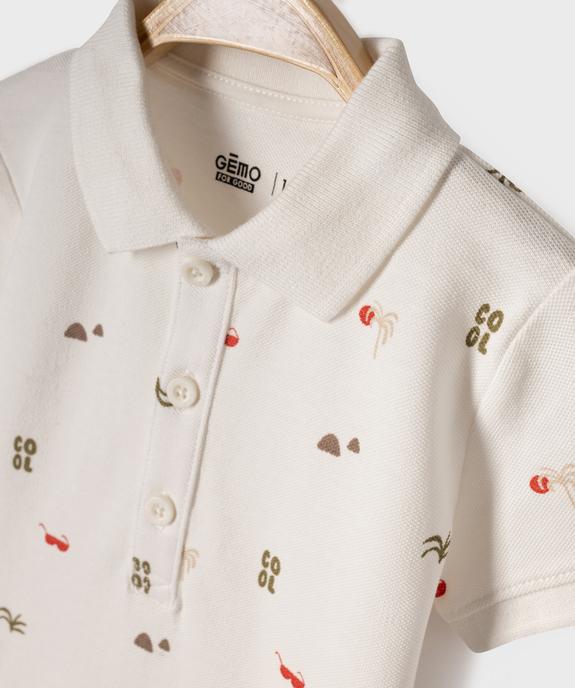 Polo manches courtes en maille piquée à motif bébé garçon vue2 - GEMO 4G BEBE - GEMO