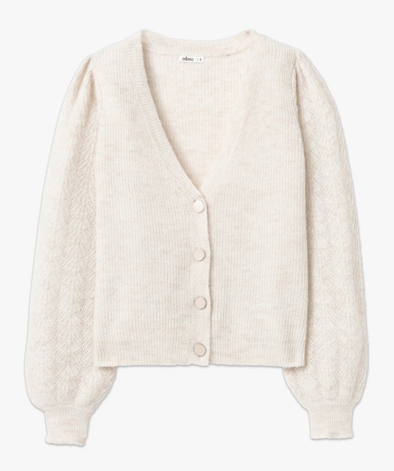 Gilet femme avec manches en maille fantaisie vue4 - GEMO 4G FEMME - GEMO