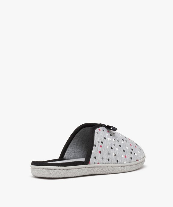 Chaussons femme mules plates en jersey à pois vue4 - GEMO(HOMWR FEM) - GEMO
