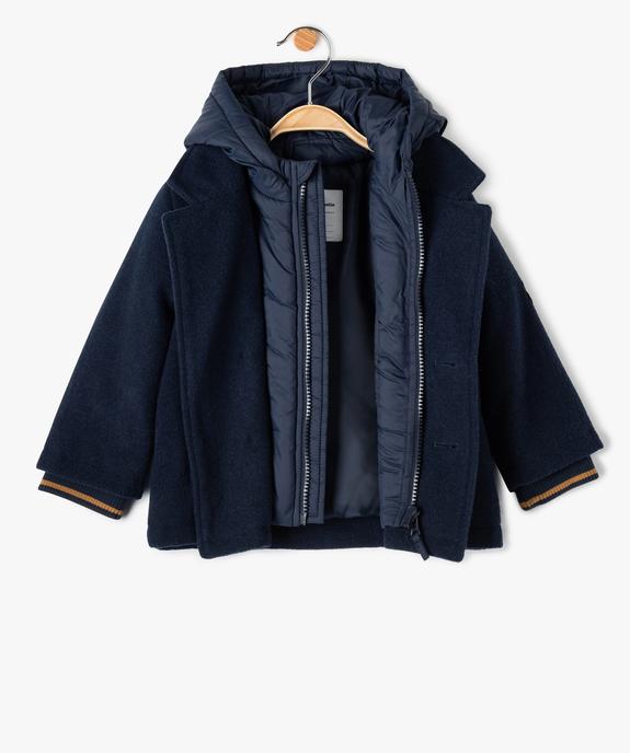 Manteau bébé garçon effet 2-en-1 caban/doudoune à capuche - LuluCastagnette vue2 - LULUCASTAGNETTE - GEMO