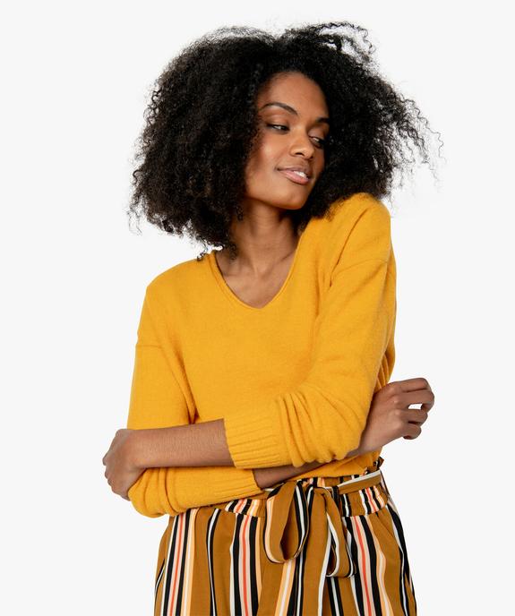 Pull femme col v en maille mousseuse vue2 - GEMO(FEMME PAP) - GEMO
