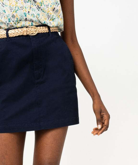 Jupe en twill de coton avec ceinture femme vue2 - GEMO 4G FEMME - GEMO