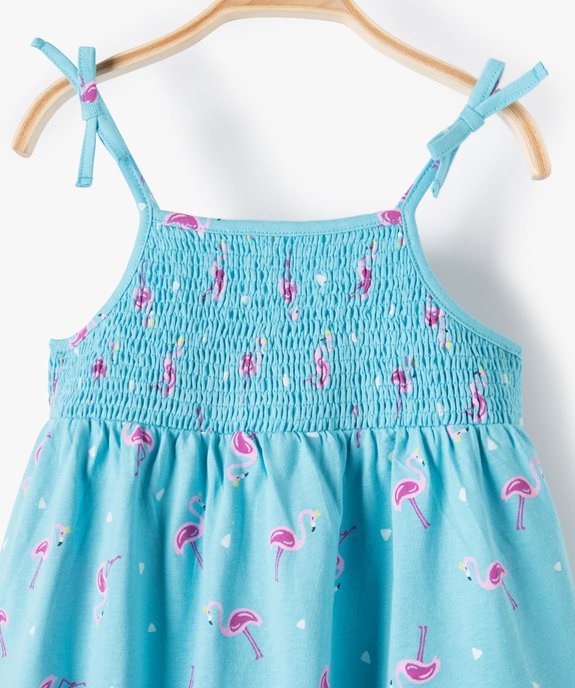 Robe bébé fille imprimée à buste smocké et fines bretelles vue2 - GEMO(BEBE DEBT) - GEMO
