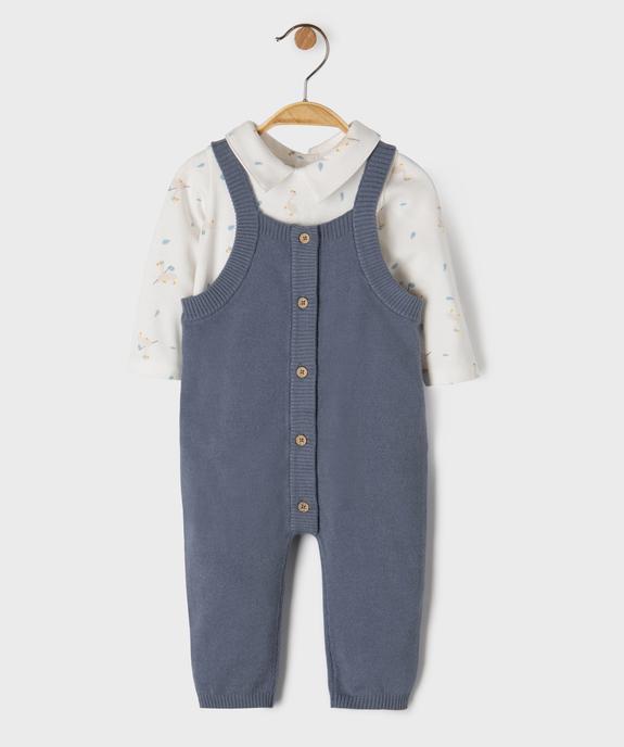 Ensemble 2 pièces body manches longues + salopette bébé vue1 - GEMO(BB COUCHE) - GEMO