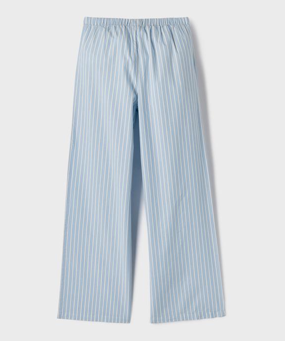 Pantalon large en coton rayé à taille élastiquée fille vue3 - GEMO (JUNIOR) - GEMO