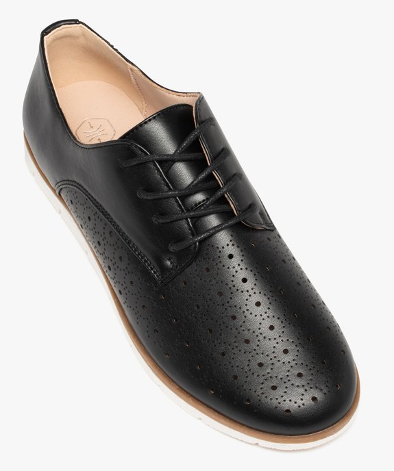 Derbies femme à talon plat et dessus perforé vue6 - GEMO (CASUAL) - GEMO