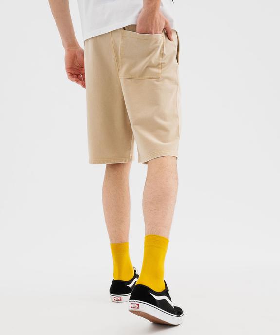 Bermuda en maille délavée au coloris unique homme vue3 - GEMO (HOMME) - GEMO