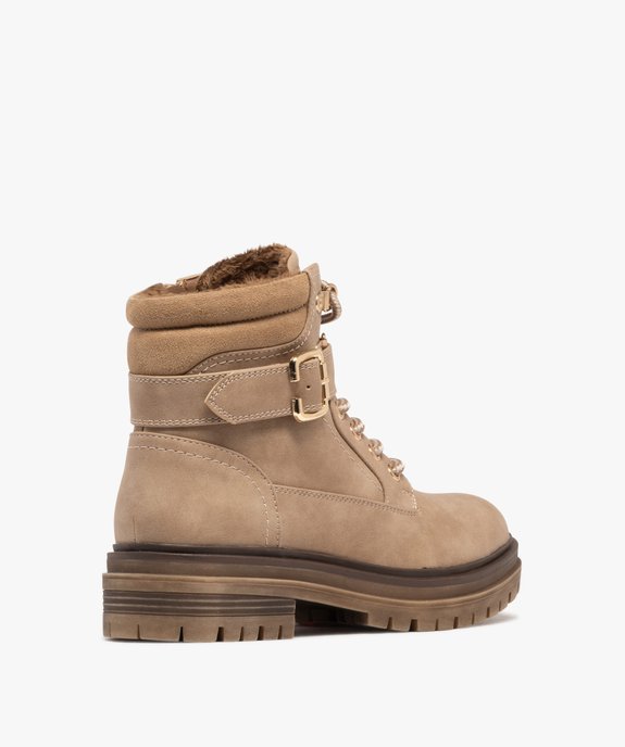 Boots femme fourrées à lacets avec bride à boucle couvrante - GEMO (CASUAL) Boots femme fourrées à lacets avec bride à boucle couvrante vue4 - GEMO (CASUAL) - GEMO