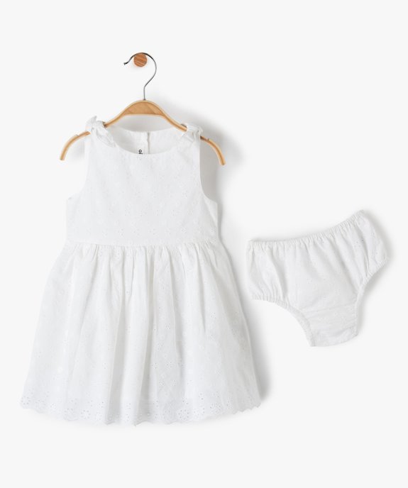 Ensemble bébé fille 2 pièces : robe + bloomer en dentelle anglaise vue1 - GEMO(BEBE DEBT) - GEMO