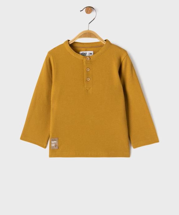 Tee-shirt manches longues en maille nid d’abeille bébé garçon vue1 - GEMO 4G BEBE - GEMO