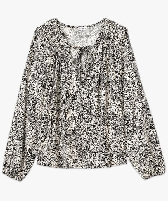 Blouse fluide imprimée avec liens à nouer femme vue4 - GEMO(FEMME PAP) - GEMO
