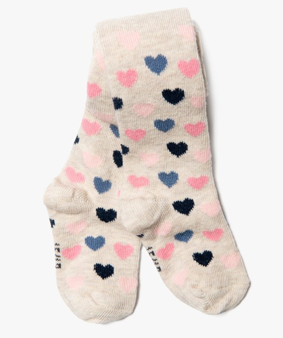 Collants bébé fille chaud imprimé cœurs vue1 - GEMO 4G BEBE - GEMO