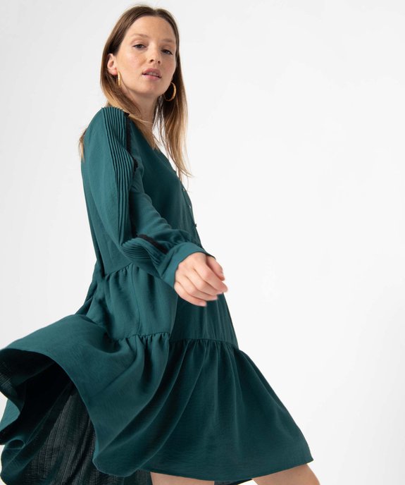 Robe femme à manches longues et volants vue1 - GEMO(FEMME PAP) - GEMO