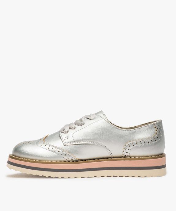 Derbies fille métallisés à lacets ruban et semelle crantée vue3 - GEMO (ENFANT) - GEMO