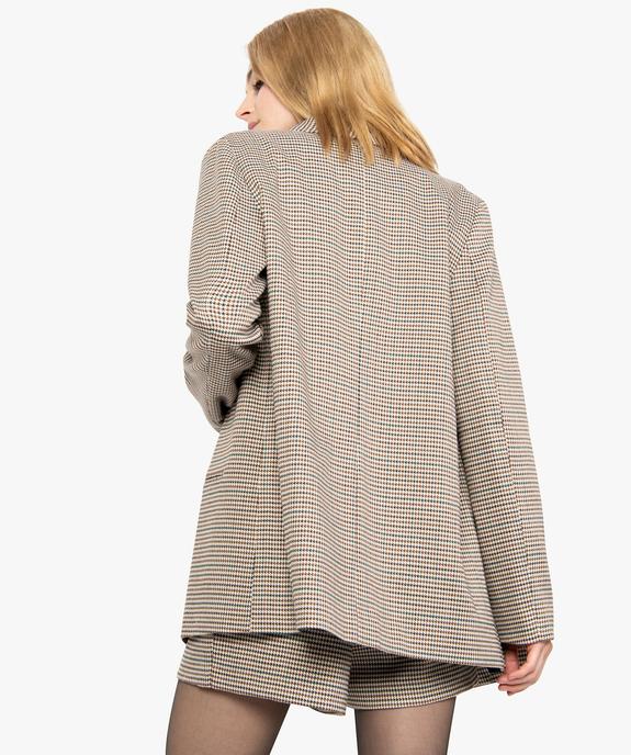 Veste femme droite porté ouvert motif pied-de-poule vue3 - GEMO(FEMME PAP) - GEMO